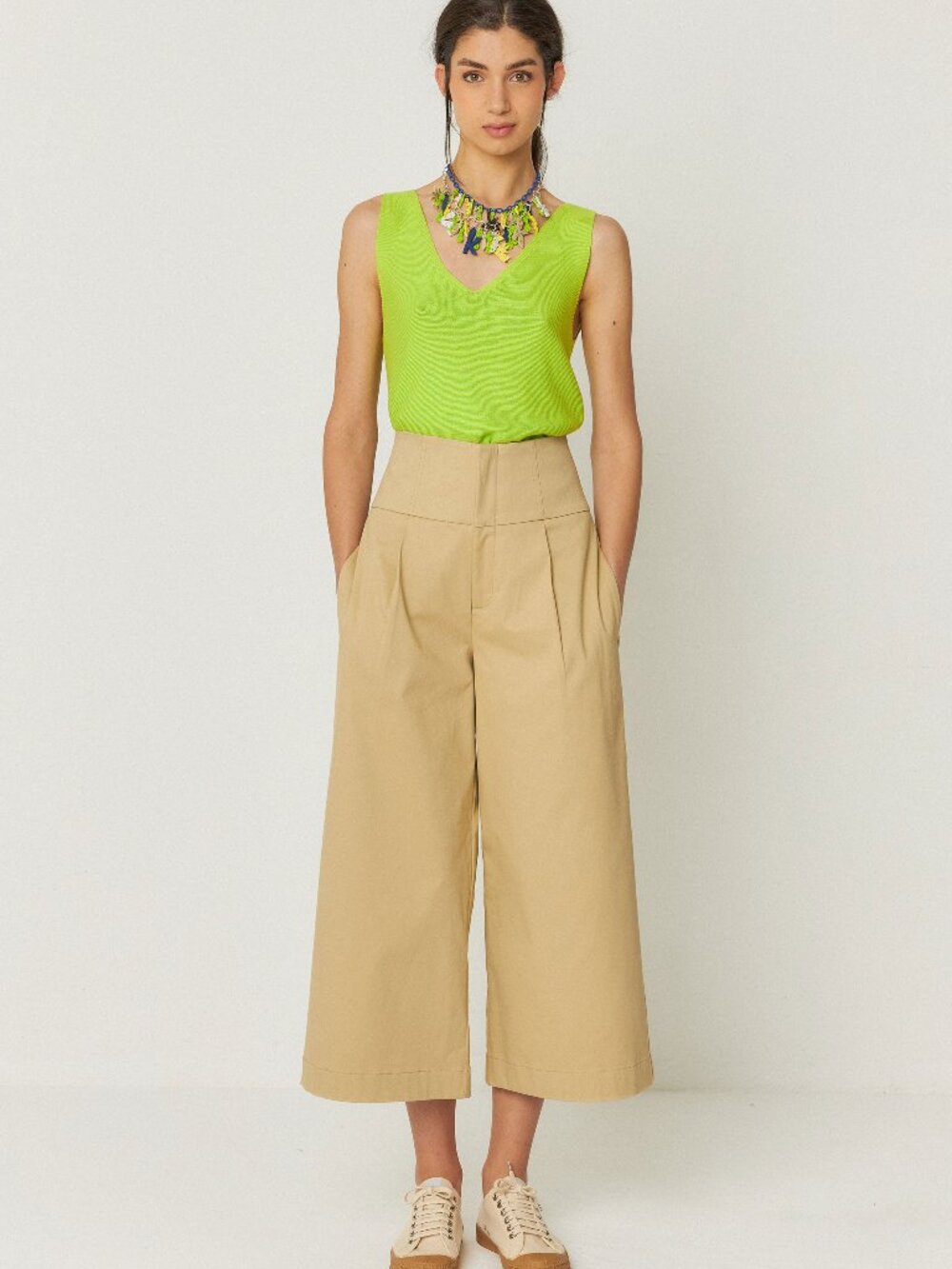 New w/tags SKFK Ena High-Rise Wide-Leg Trousers in Khaki Size 8